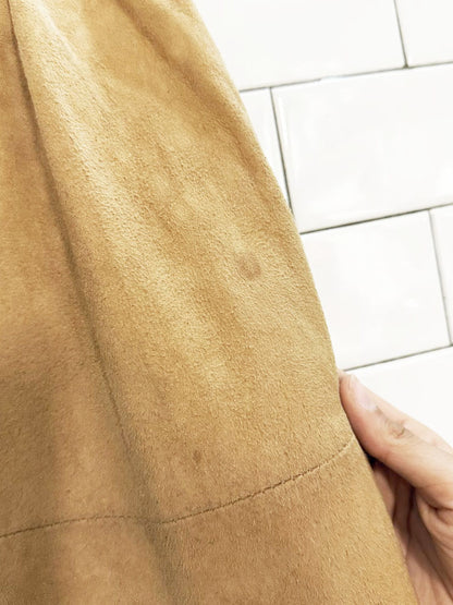 vintage 70s pablo montreal lamb suede tiered midi skirt | made in Canada