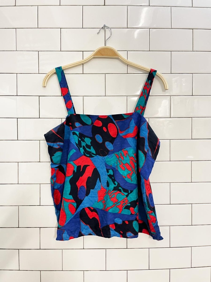 vintage 80s square tank + pleated midi skirt set - good market thrift store