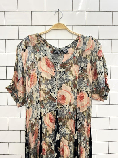 vintage 90s nostalgia pleated floral maxi dress - good market thrift store