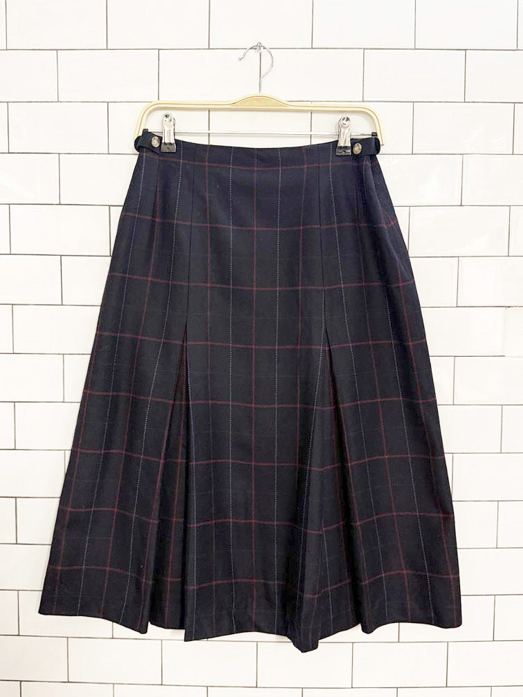vintage daks london wool plaid pleated midi skirt | designed by gentry
