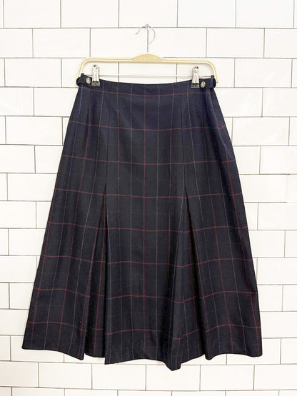 vintage daks london wool plaid pleated midi skirt | designed by gentry