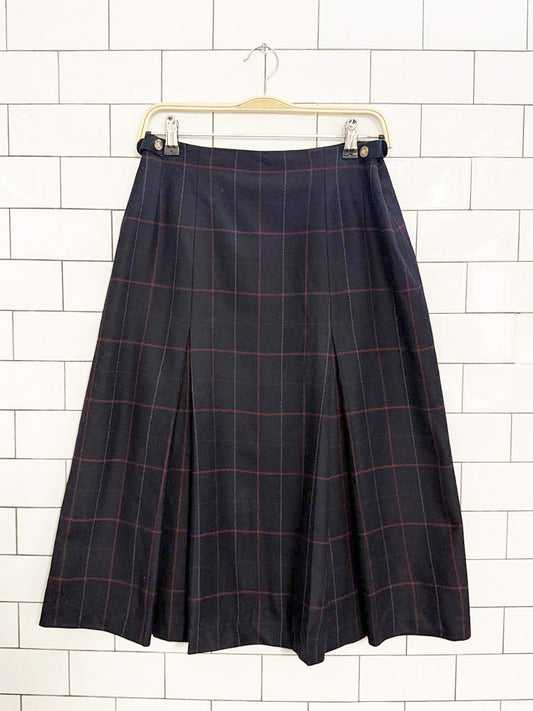 vintage daks london wool plaid pleated midi skirt | designed by gentry