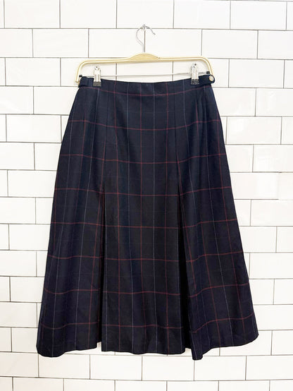 vintage daks london wool plaid pleated midi skirt | designed by gentry