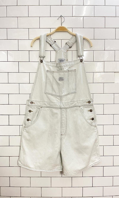 levi's white tag striped overall shorts - good market thrift store