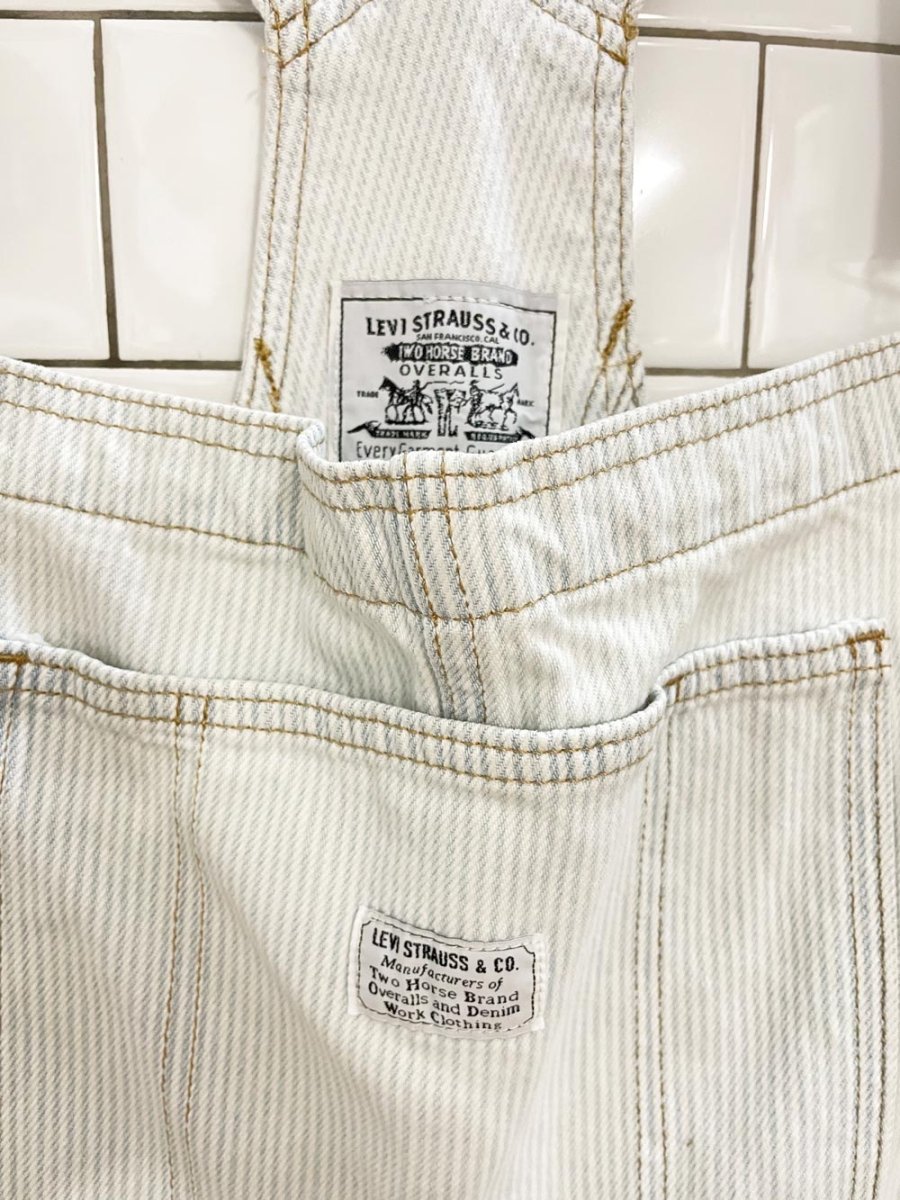 levi's white tag striped overall shorts - good market thrift store