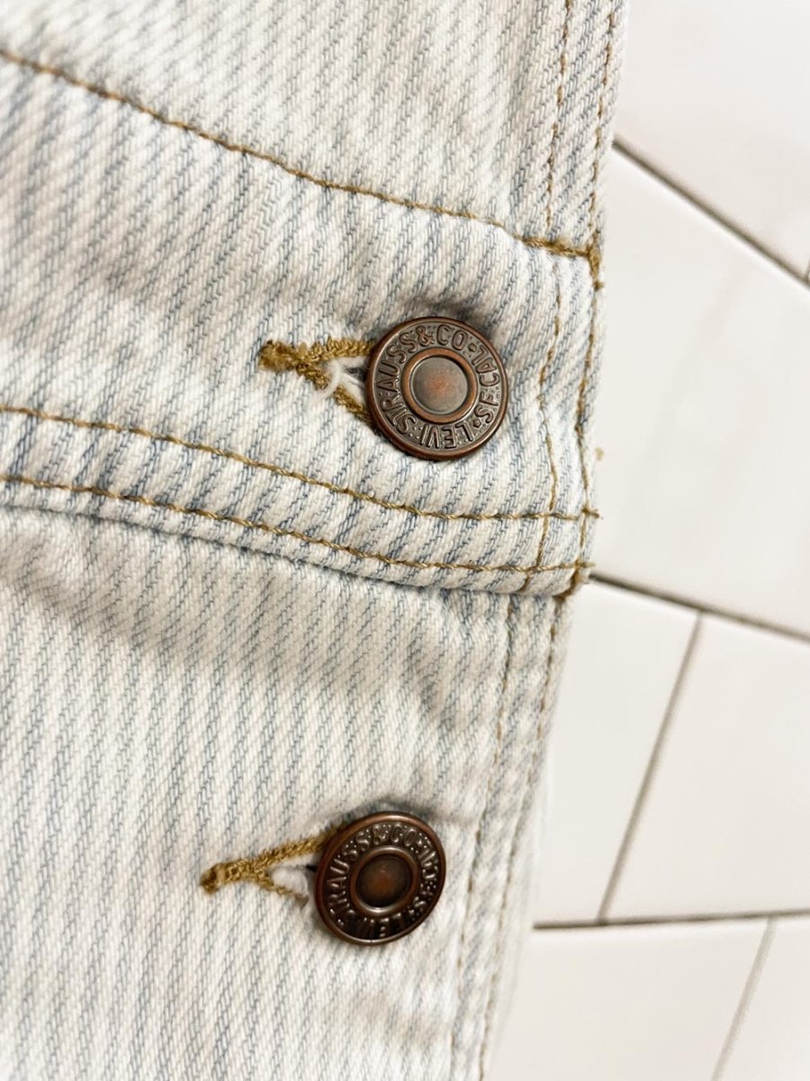 levi's white tag striped overall shorts - good market thrift store