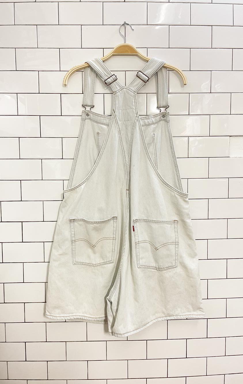 levi's white tag striped overall shorts - good market thrift store