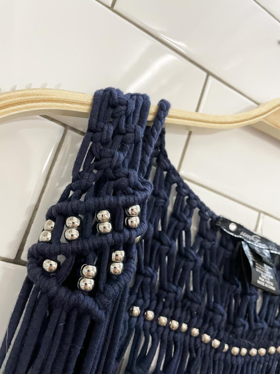 umgee usa crochet fringe knit festival vest - good market thrift store