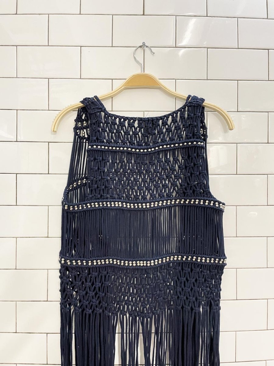 umgee usa crochet fringe knit festival vest - good market thrift store