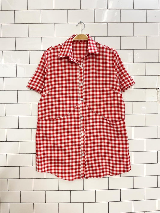 vintage picnic plaid gardening shirt - good market thrift store