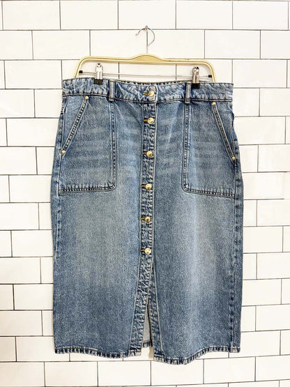 michael kors gold full button denim skirt