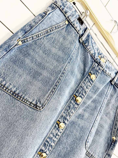 michael kors gold full button denim skirt