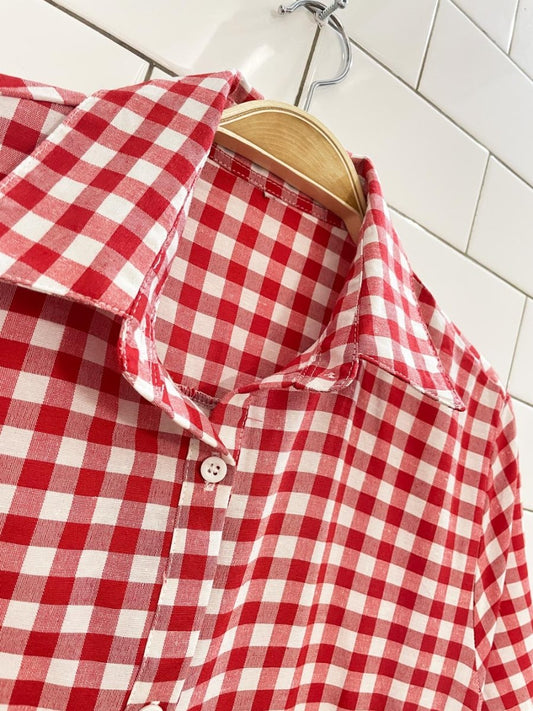 vintage picnic plaid gardening shirt - good market thrift store
