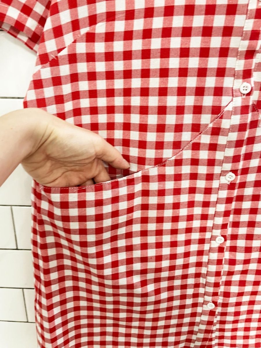 vintage picnic plaid gardening shirt - good market thrift store