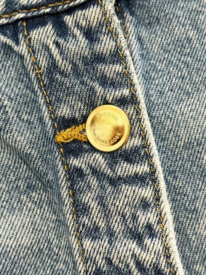 michael kors gold full button denim skirt