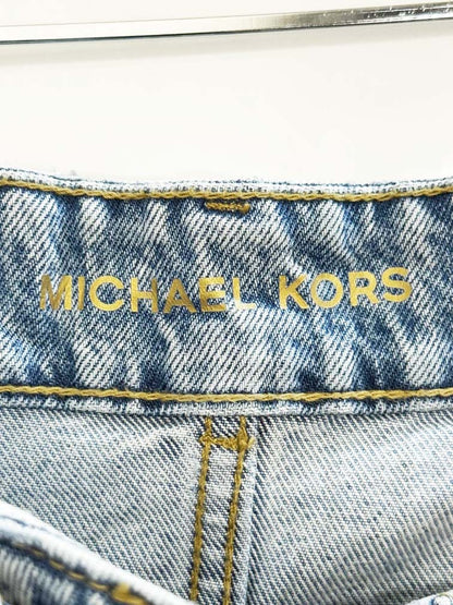 michael kors gold full button denim skirt