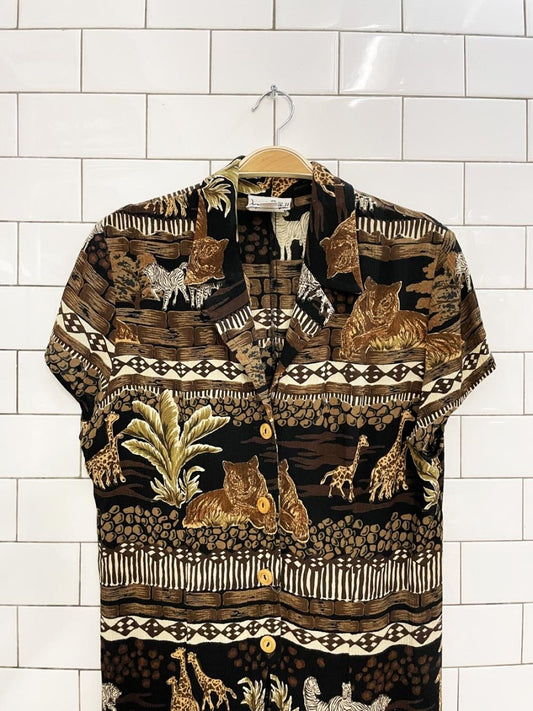 vintage 00s joseph ribkoff safari maxi shirt - good market thrift store