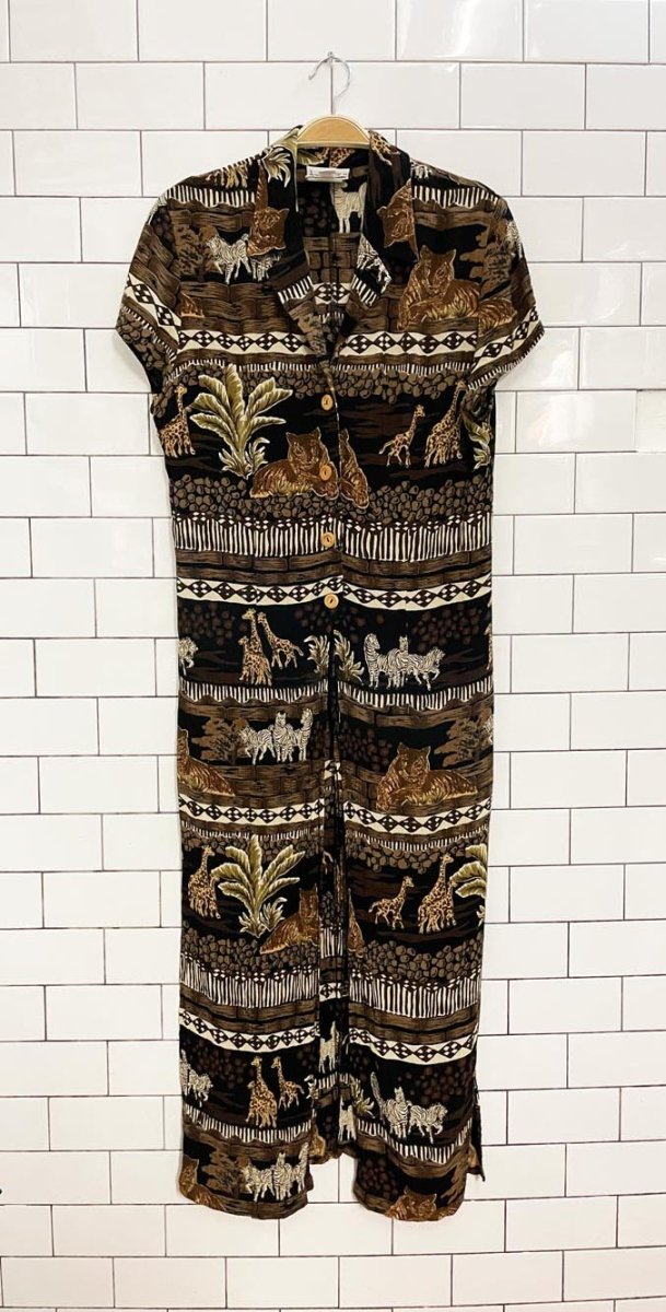 vintage 00s joseph ribkoff safari maxi shirt - good market thrift store