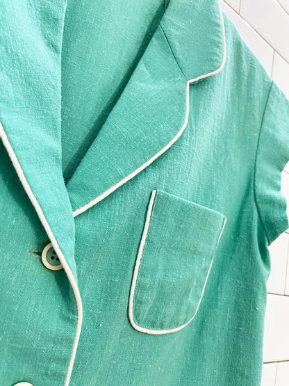 vintage 60s piped woven summer shirt - good market thrift store