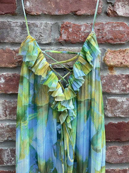 zara watercolour tulle maxi dress