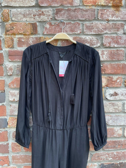 club monaco brook silk long sleeve tassel jumpsuit