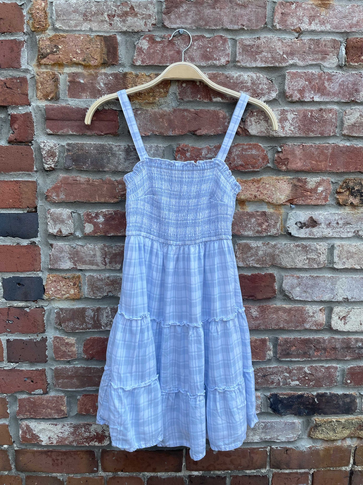 hollister smocked top tiered plaid mini dress