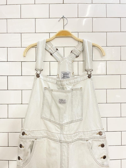 levi's white tag striped overall shorts - good market thrift store