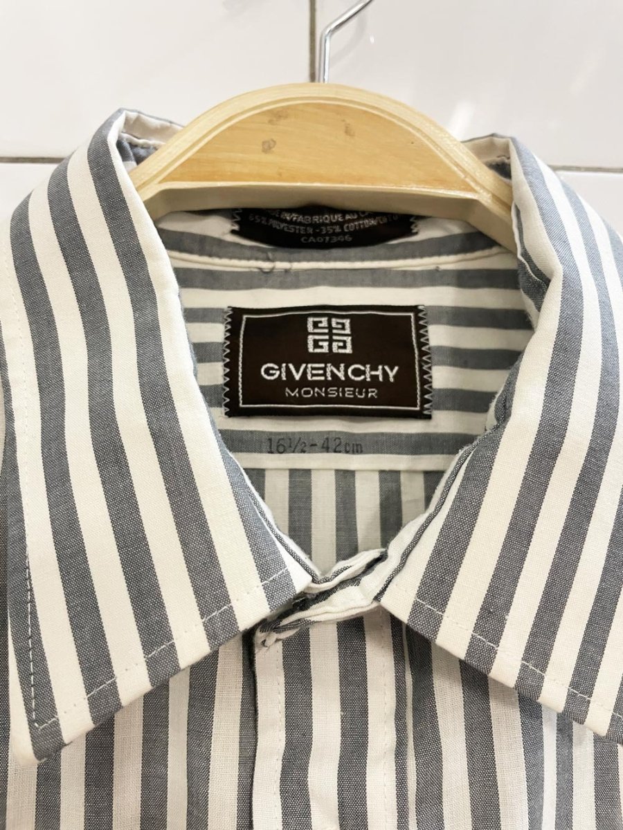 vintage givenchy logo pocket striped menswear shirt - good market thrift store