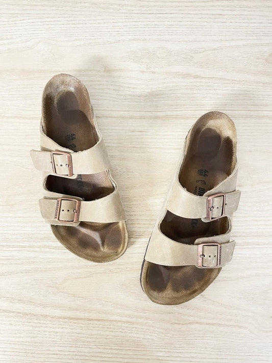 birkenstock arizona leather two strap sandals - good market thrift store