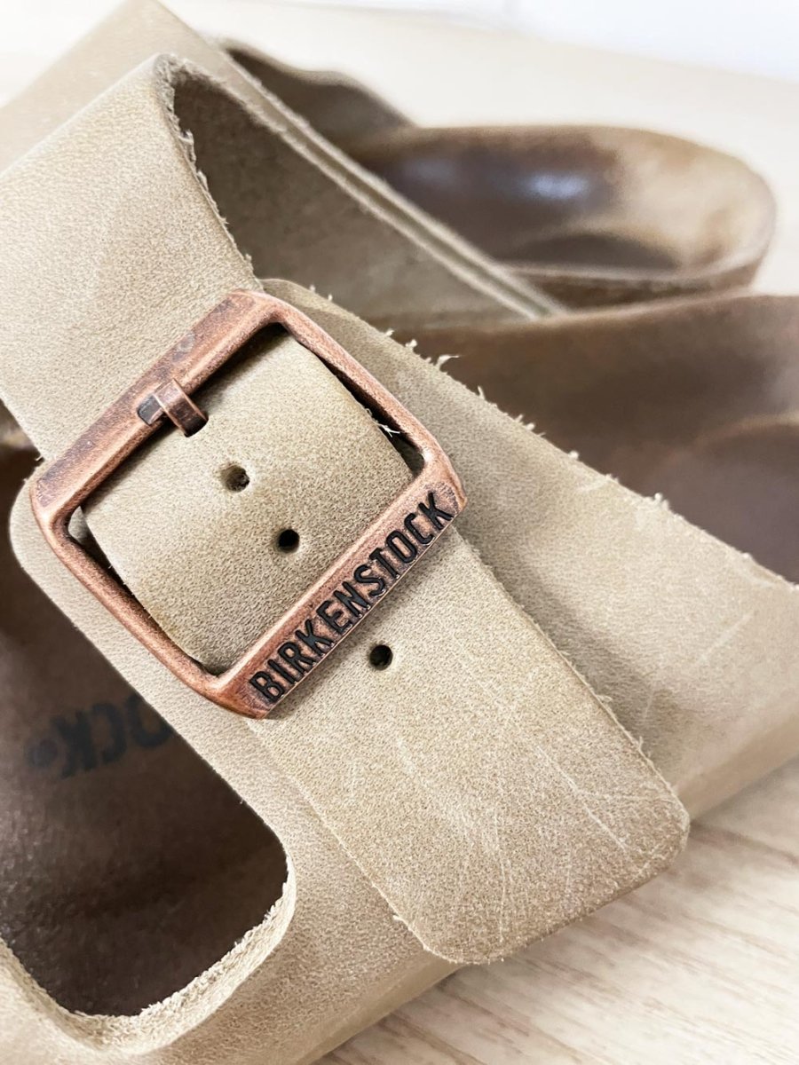birkenstock arizona leather two strap sandals - good market thrift store