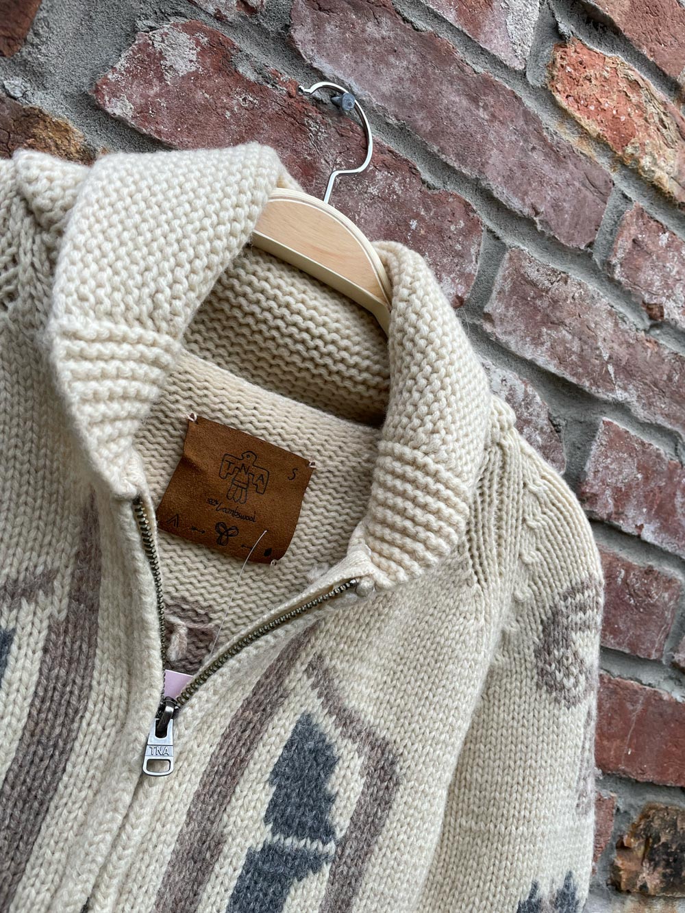 tna hamsa wool cowichan cardigan sweater