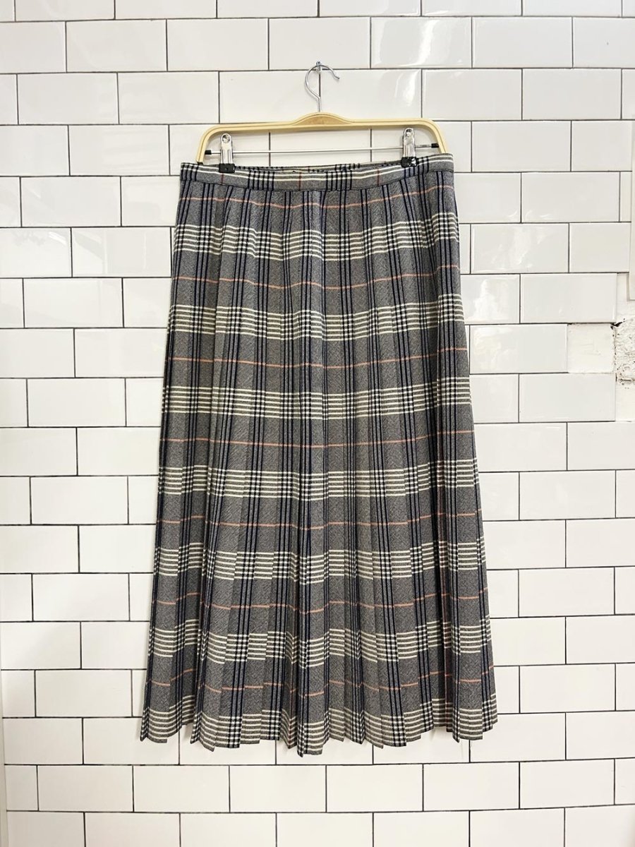 vintage 80s ajean wool plaid kilt midi skirt - good market thrift store