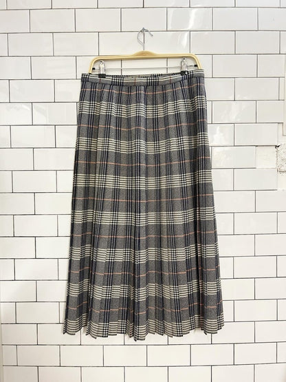 vintage 80s ajean wool plaid kilt midi skirt - good market thrift store