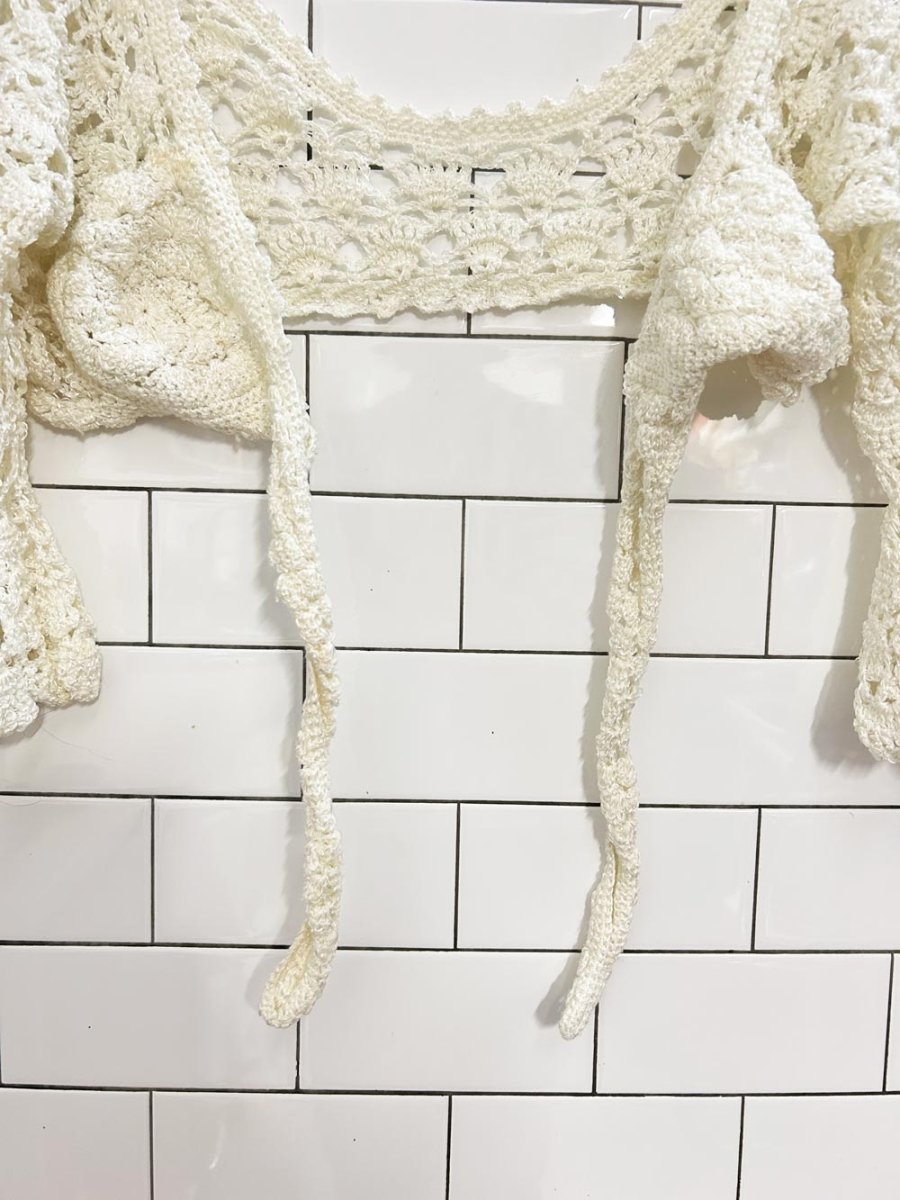 vintage crochet flare sleeve festival top - good market thrift store