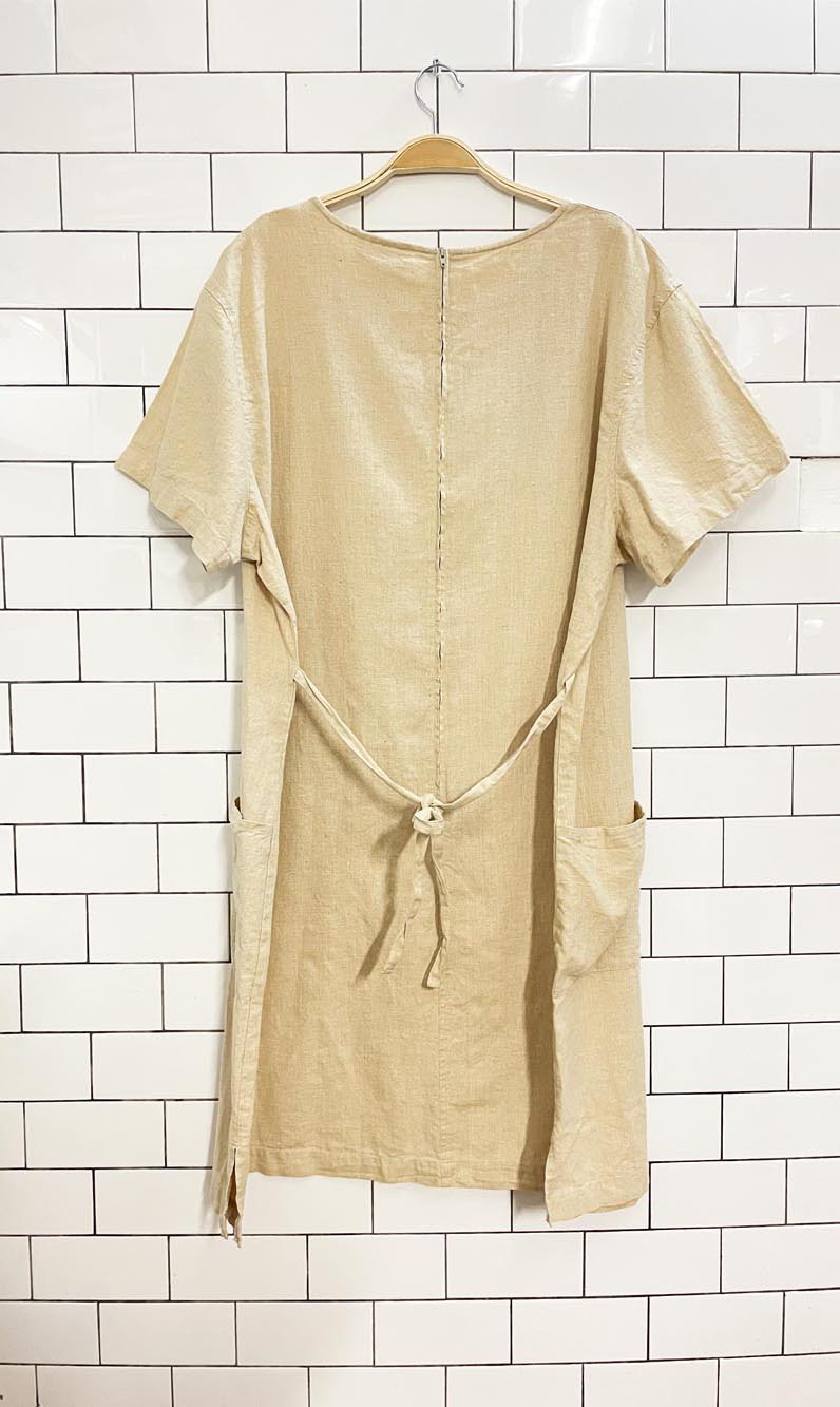 vintage 00s cotton ginny linen - blend dress - good market thrift store