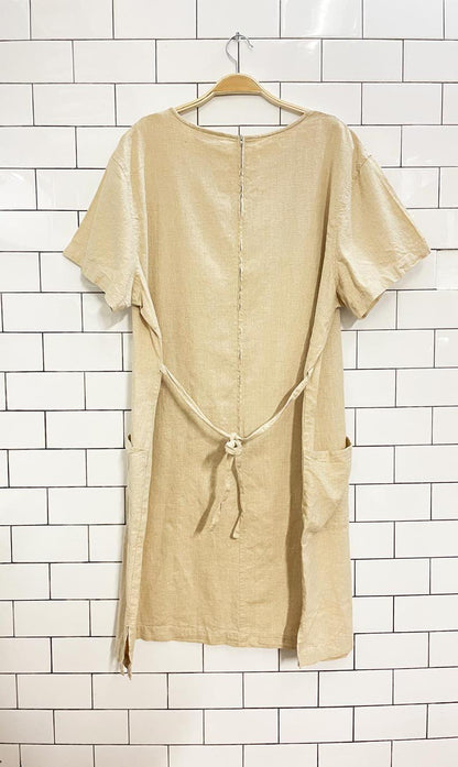 vintage 00s cotton ginny linen - blend dress - good market thrift store