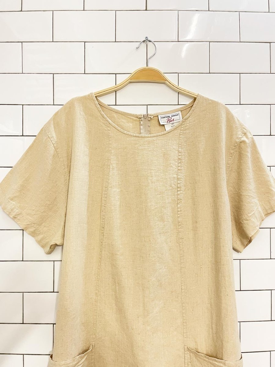 vintage 00s cotton ginny linen - blend dress - good market thrift store