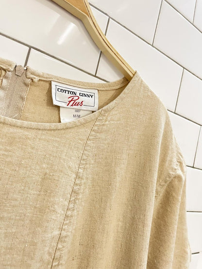 vintage 00s cotton ginny linen - blend dress - good market thrift store