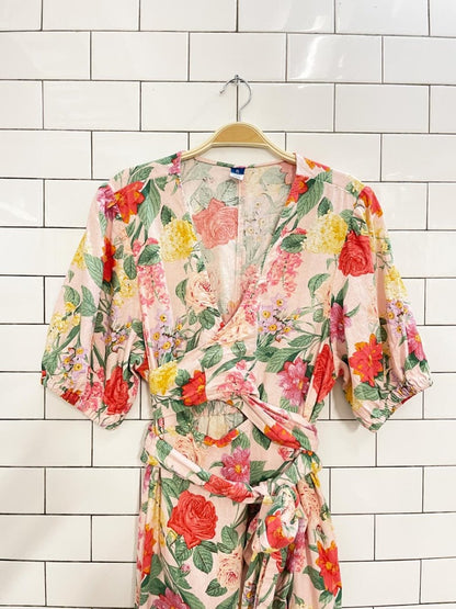 old navy linen - blend floral midi dress - good market thrift store