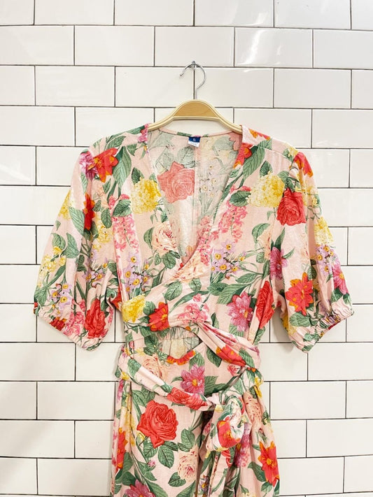 old navy linen - blend floral midi dress - good market thrift store