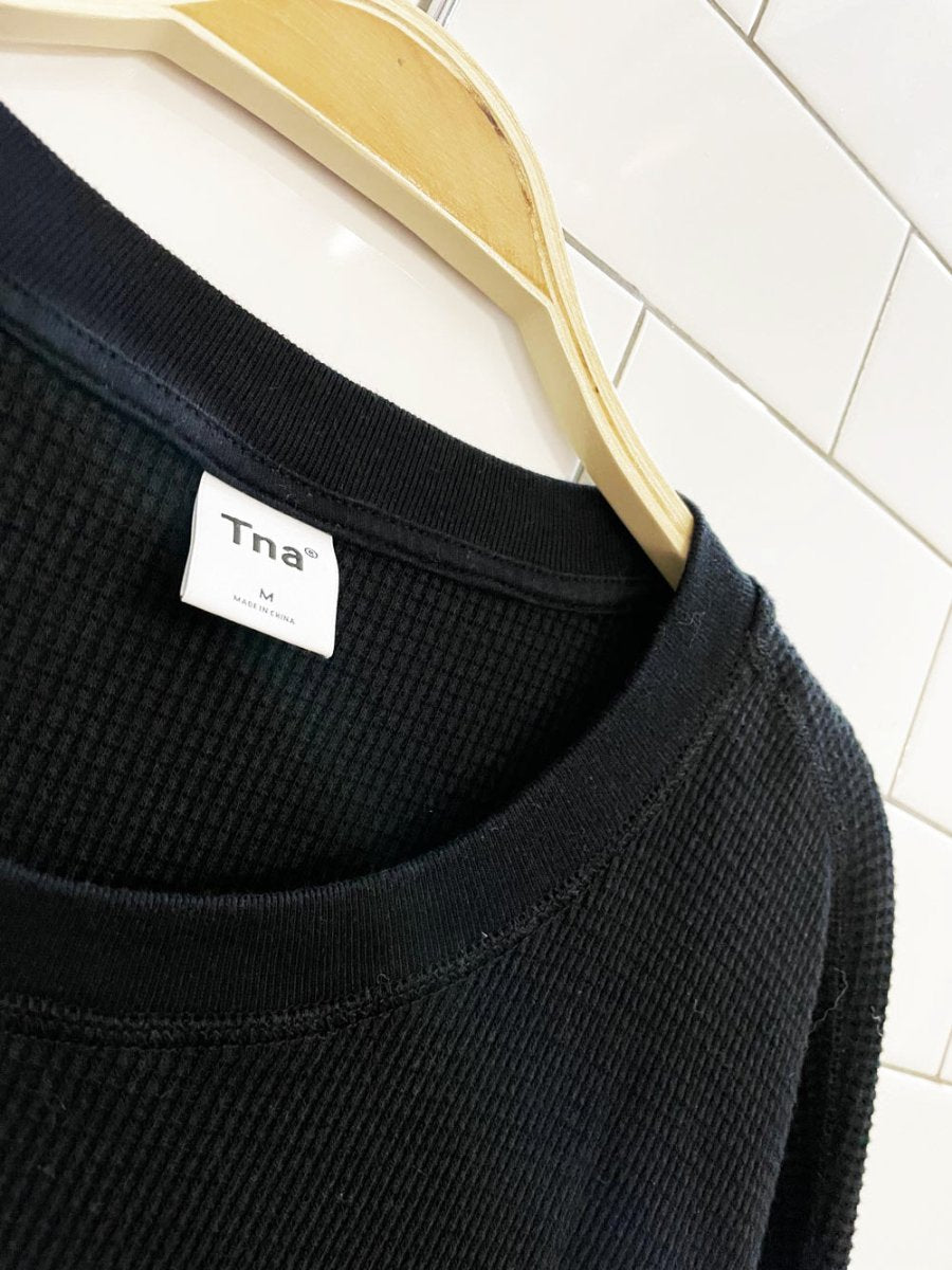 tna waffle oversized long sleeve top | artizia - good market thrift store