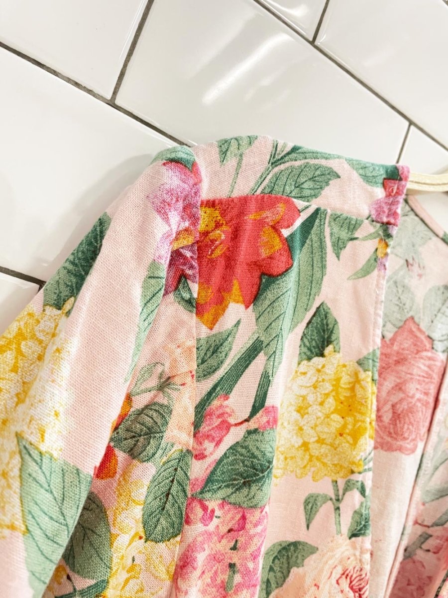 old navy linen - blend floral midi dress - good market thrift store