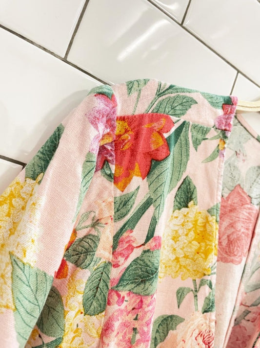 old navy linen - blend floral midi dress - good market thrift store