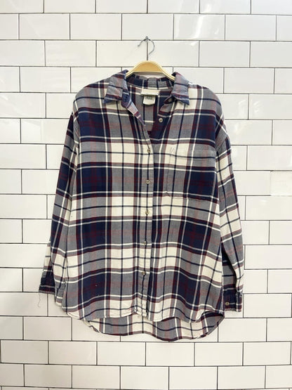 vintage cottage essentials oversized flannel shirt - good market thrift store