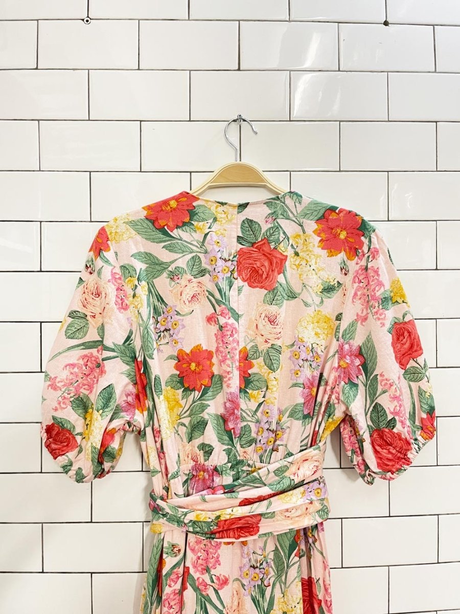 old navy linen - blend floral midi dress - good market thrift store