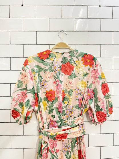 old navy linen - blend floral midi dress - good market thrift store