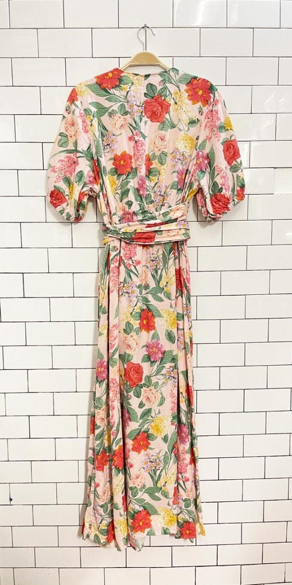 old navy linen - blend floral midi dress - good market thrift store