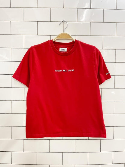 y2k tommy jeans embroidered logo baby tee - good market thrift store