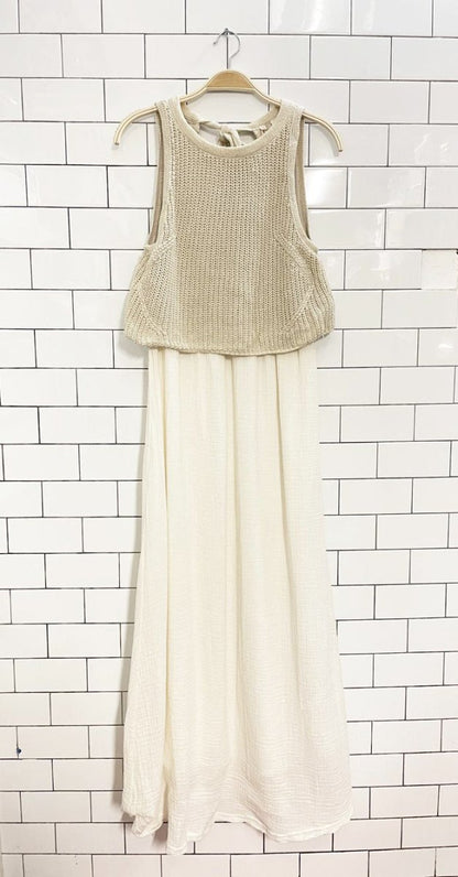 moth sandstone knit top gauze cotton maxi dress | anthropologie - good market thrift store