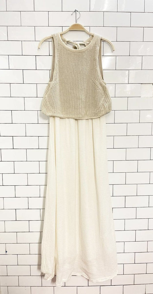 moth sandstone knit top gauze cotton maxi dress | anthropologie - good market thrift store